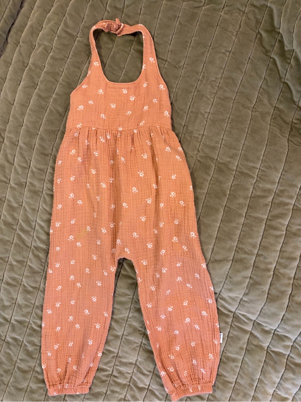 Gerber Rust Coral Halter Floral Romper